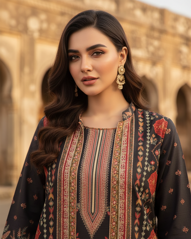 Digital Printed Two Piece | Gown-Inner-Bottom | Fusion-II | Khaddar