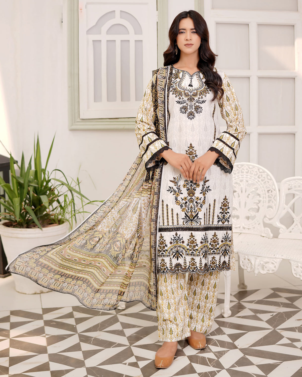 Designer Three Piece | Digital Printed Embroidered | Premium Khaddar