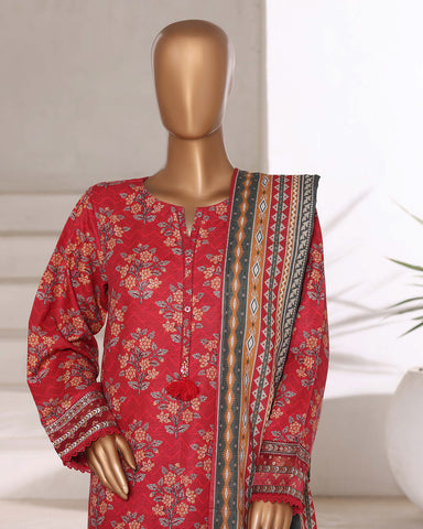 Embroidered Three Piece | Designer Printed - Malika | Winter Khaddar