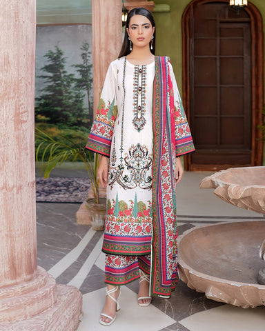 Embroidered Three Piece | Neck Patched Vol-V | Premium Luxury Lawn