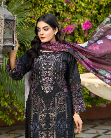 Designer Three Piece | Embroidered - Zouq 2 | Luxury Dhanak