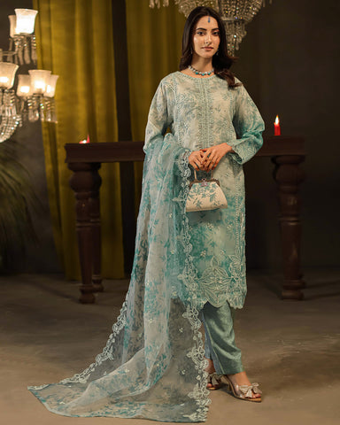 Three Piece Formals | Festive Embroidered - Jahira | Premium Organza
