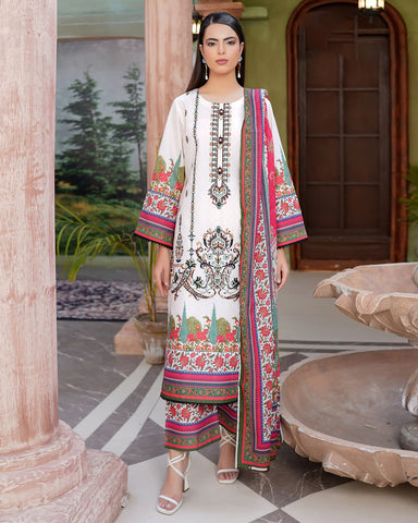 Embroidered Three Piece | Neck Patched Vol-V | Premium Luxury Lawn