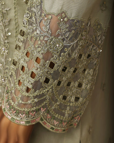 Formal Three Piece | Embroidered Festive-Falsafa | Premium Organza