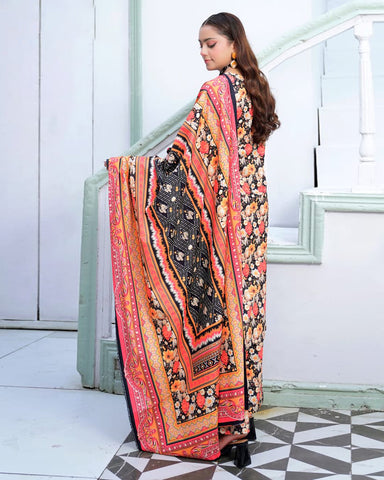 Designer Three Piece | Digital Printed Embroidered | Premium Khaddar