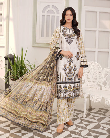 Designer Three Piece | Digital Printed Embroidered | Premium Khaddar