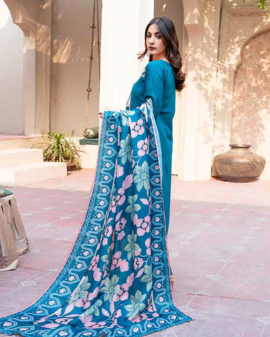 Designer Three Piece | Embroidered - Ashi | Luxury Khaddar