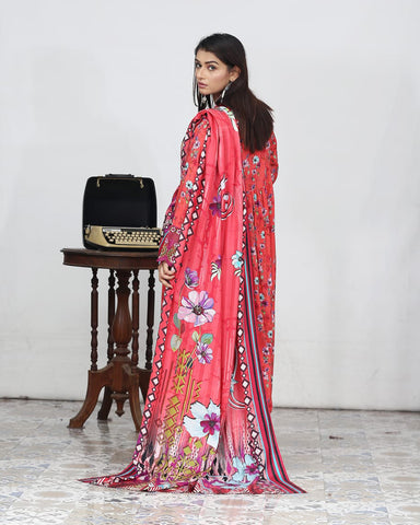 Designer Embroidered Three Piece Maxi/ Frock | Floral Printed | Bana Dora Marina