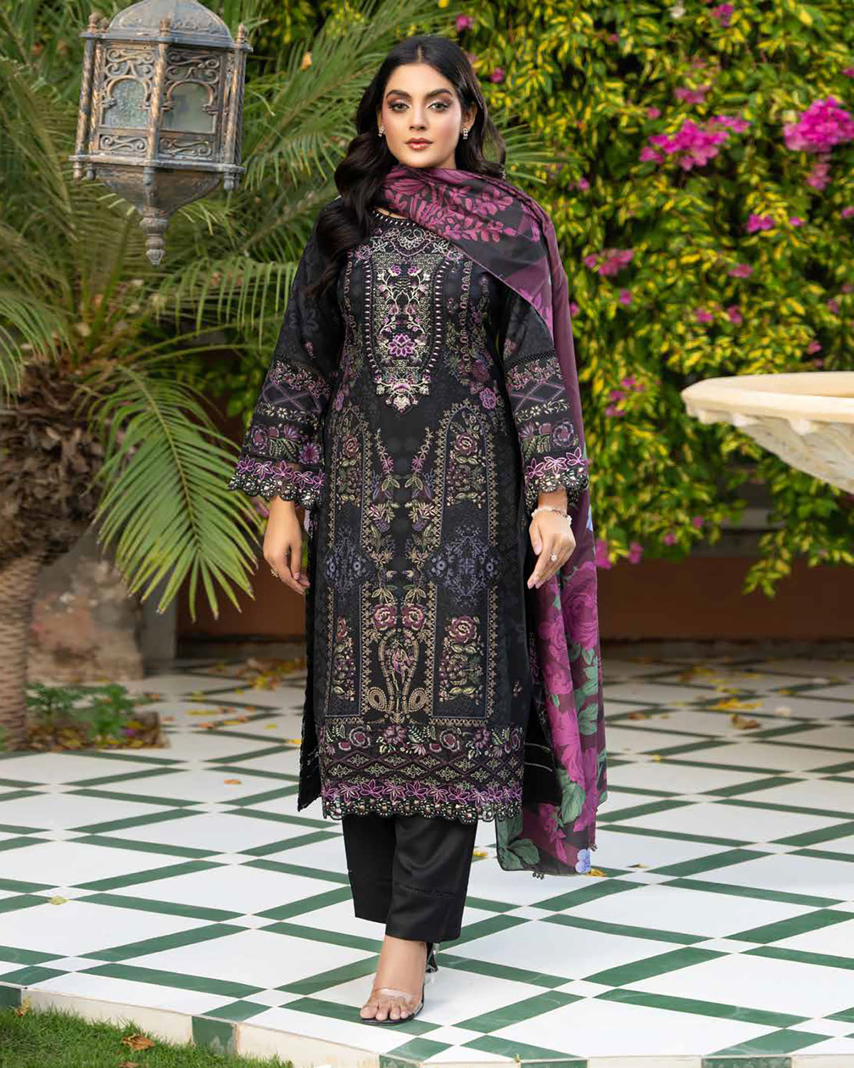 Designer Three Piece | Embroidered - Zouq 2 | Luxury Dhanak