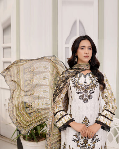 Designer Three Piece | Digital Printed Embroidered | Premium Khaddar