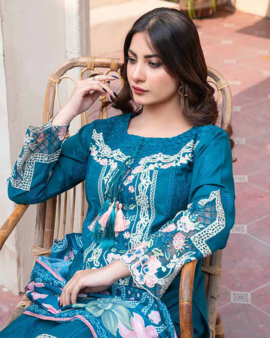 Designer Three Piece | Embroidered - Ashi | Luxury Khaddar