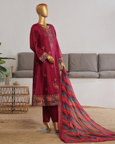 Three Piece | Fancy Embroidered Frock | Premium Jacquard