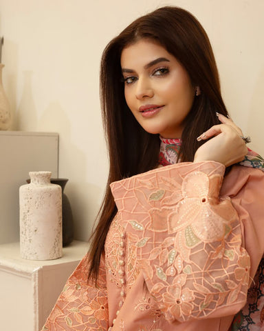 Designer Embroidered Three Piece | Elegant Style | Luxury Winter Cotton