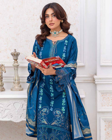 Designer Three Piece | Embroidered - Sadaf | Luxury Dhanak