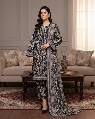 Printed Three Piece | Designer | Premium Khaddar