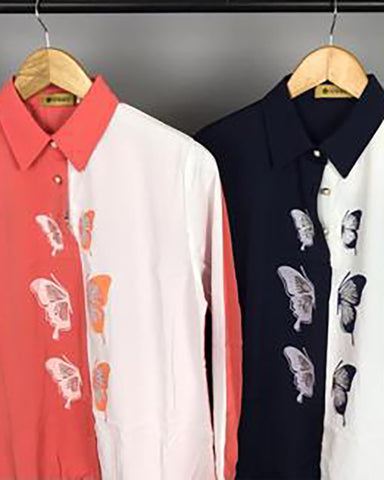 Western Printed Shirt | Collar Styled | Butterfly Motif