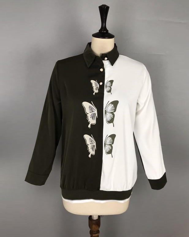 Western Printed Shirt | Collar Styled | Butterfly Motif