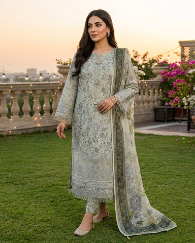 Designer Three Piece | Embroidered - Printicious-II | Cambric Cotton