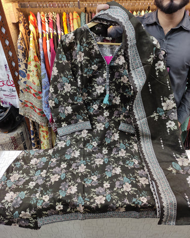 Printed Three Piece | Designer | Premium Khaddar