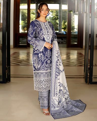 Embroidered Three Piece | Khushbu Printed Series | Luxury Winter Cotton