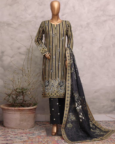Digital Printed Three Piece | Designer "Hamna" | Soft Khaddar
