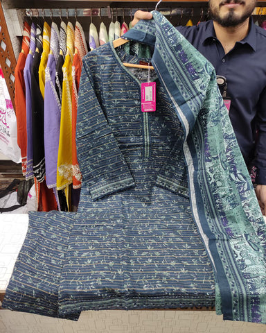 Printed Three Piece | Designer | Premium Khaddar