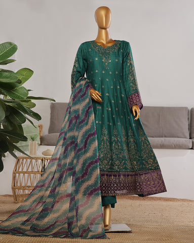 Three Piece | Fancy Embroidered Frock | Premium Jacquard