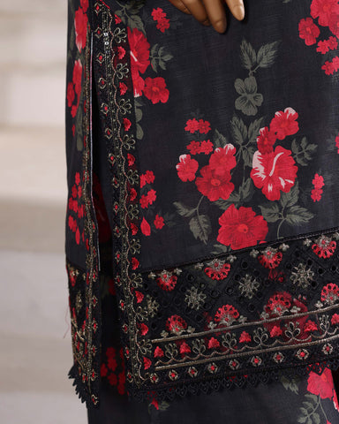 Embroidered Three Piece | Designer Printed - Malika | Winter Khaddar