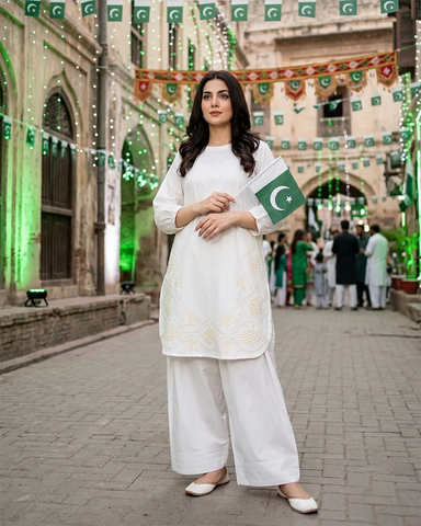 Designer Embroidered Shirt | Azadi Special | Cotton Lawn