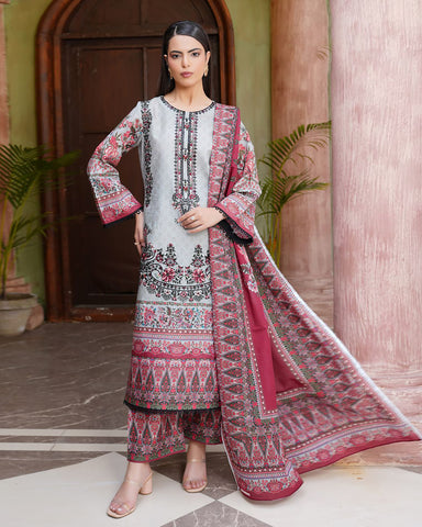 Embroidered Three Piece | Neck Patched Vol-V | Premium Luxury Lawn