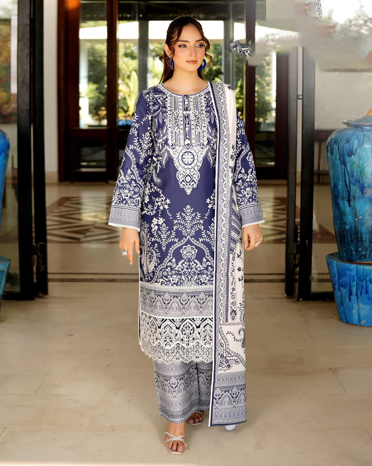 Embroidered Three Piece | Khushbu Printed Series | Luxury Winter Cotton