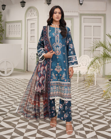 Designer Three Piece | Digital Printed Embroidered | Premium Khaddar