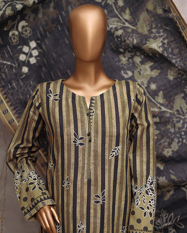 Digital Printed Three Piece | Designer "Hamna" | Soft Khaddar