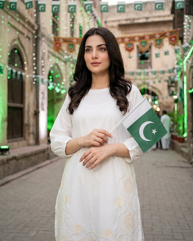 Designer Embroidered Shirt | Azadi Special | Cotton Lawn
