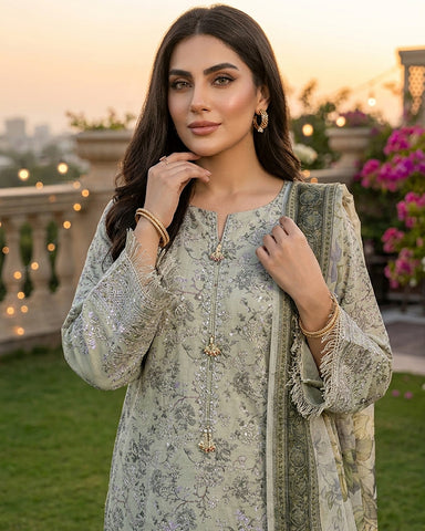 Designer Three Piece | Embroidered - Printicious-II | Cambric Cotton