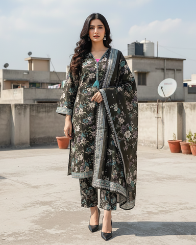 Printed Three Piece | Designer | Premium Khaddar