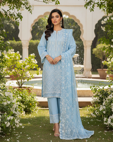 Three Piece Formals | Embroidered - White & White - Eid Special | Premium Lawn