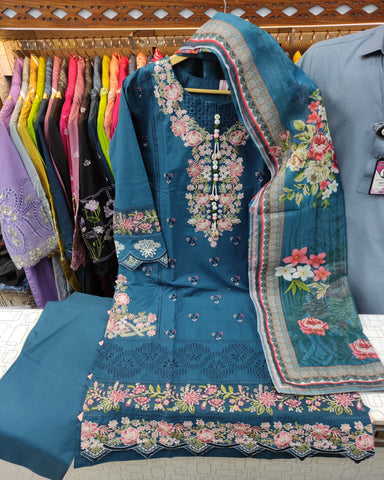 Designer Three Piece | Embroidered - Dhadkan | Khaddar Cotton