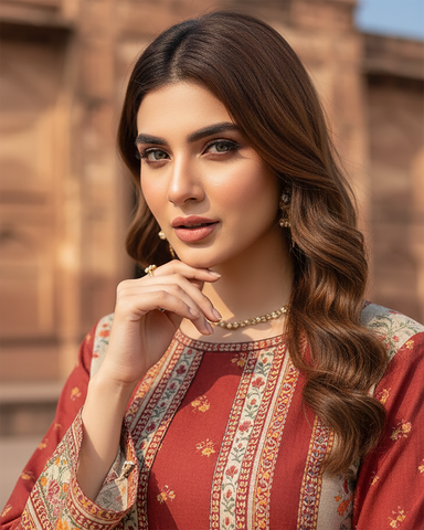 Digital Printed Two Piece | Gown-Inner-Bottom | Fusion-II | Khaddar