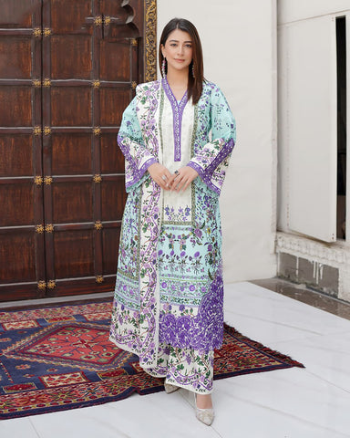 Designer Three Piece | Rangni Embroidered Series | Winter Cotton