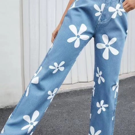 Ladies Pants | Wide Leg | Floral Printed Jeans