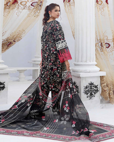 Designer Three Pieces | Embroidered Printed - RungRaiza | Winter Cambric Cotton