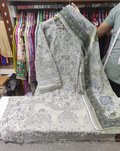Designer Three Piece | Embroidered - Printicious-II | Cambric Cotton