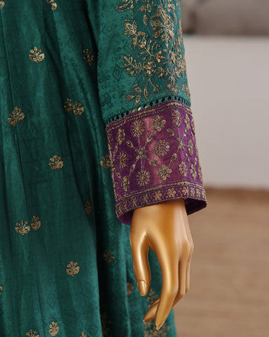 Three Piece | Fancy Embroidered Frock | Premium Jacquard