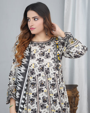 Designer Three Piece Frock | Masakali 9mm | Winter Cotton