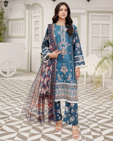 Designer Three Piece | Digital Printed Embroidered | Premium Khaddar