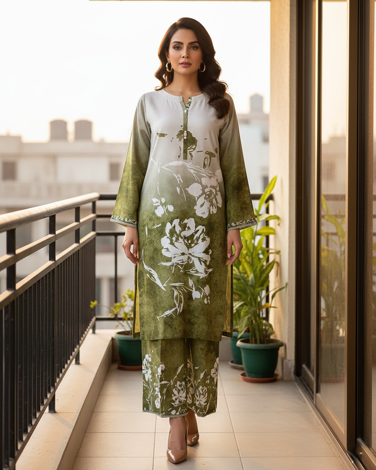Designer Embroidered Two Piece | Florence | Linen