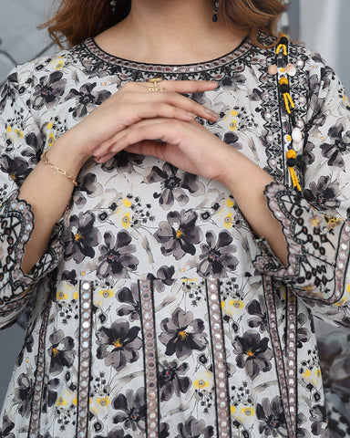 Designer Three Piece Frock | Masakali 9mm | Winter Cotton