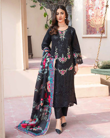 Designer Three Piece | Embroidered - Ashi | Luxury Khaddar