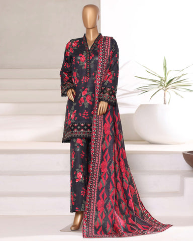 Embroidered Three Piece | Designer Printed - Malika | Winter Khaddar
